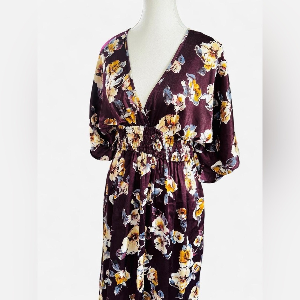 She + Sky Burgundy Floral Maxi Dress Size Small - Picture 6 of 9